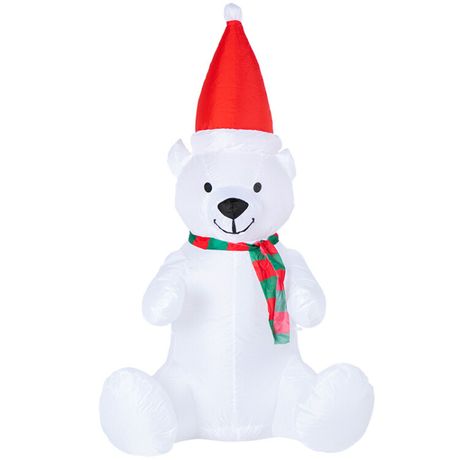 Фигура праздничная надувная 3D "белый медведь", размер 120 см, внутр подсветка 5 диодов , компр/адапт 12В, IP 65 | 511-209 NEON-NIGHT