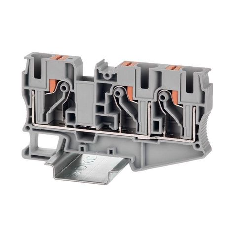 Клемма проходная , зажим push-in, 3 точки подключения, 10 кв.мм, серая - VPR-10-TWIN-GY ДКС
