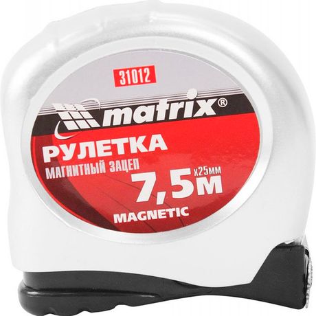 Рулетка Magnetic, 7,5 м х 25 мм, магнитный зацеп. MATRIX 31012