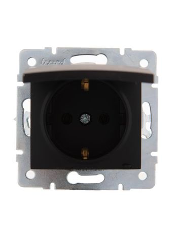 Розетка 1-м СП Karina с заземл. крышкой керамика механизм черн. бархат LEZARD 707-4288-123