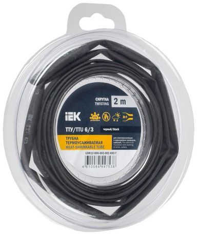 Трубка термоусадочная ТТУ нг-LS 6/3 черная (2м/упак) IEK | UDR12-006-003-002-K02-T
