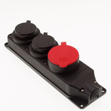 Розетка в резиновом корпусе трехместная 1х(3х25А)+2х(1х16А) EMAS EKS325PG12