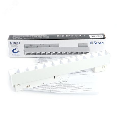 Светильник светодиодный трековый низковольтный 12W, 1080 Lm, 4000К, 30 градусов, белый, MGN300 серия LensLine | 41928 FERON