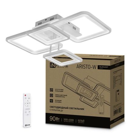 Светильник светодиодный ELEGANT ARISTO-W 90Вт 230В 3000-6500K 7000Лм 535х370х151мм пульт ДУ белый IN HOME - 4690612047300