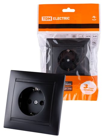 Розетка 2П+З 16А 250В графит "Лама" | SQ1815-0623 TDM
