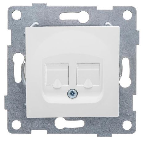 Розетка телефонная RJ12 Ugra, механизм, двойной, белый - С11Т2-001 GUSI