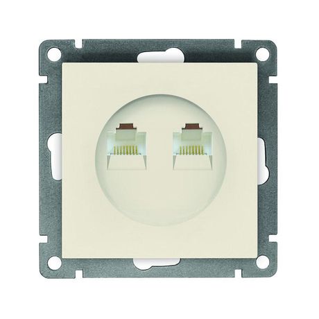 Розетка компьютерная двухместная серия Афина с/у, 1А, RJ45, слоновая кость (ivory) (еврослот) - A1086-I Союз