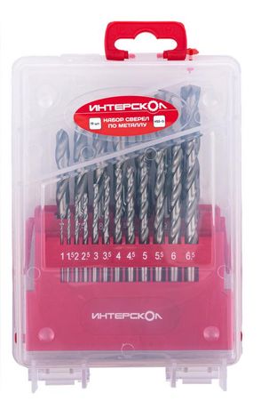 Набор сверел по металлу из быстрорежущей стали HSS-G (19шт) ИНТЕРСКОЛ 18101.019