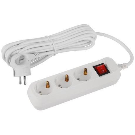 Удлинитель электрический ЭРА UDL-16-350-ES Greenline 3 розетки с заземлением выключателем 5м ПВС 3x1мм2 | Б0065066
