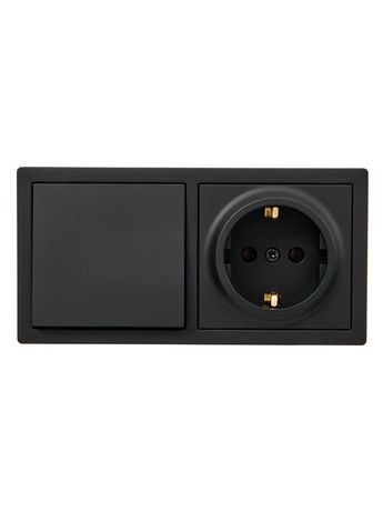 Блок ОП LETO (1-кл. выключатель + 1-м розетка с заземл.) горизонт. черн. бархат LEZARD 752-4200-170BAP