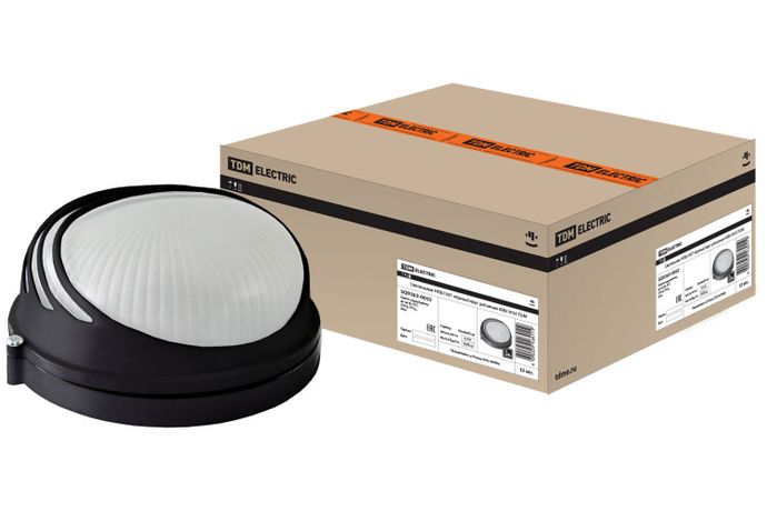 Светильник пылевлагозащищенный под лампу для ЖКХ НПБ1307 черный/круг ресничка 60Вт IP54 | SQ0303-0052 TDM