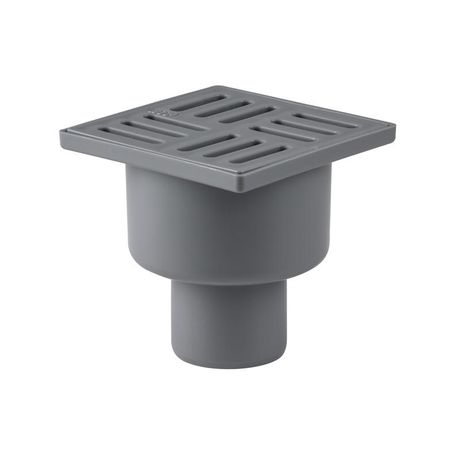 Трап вертикальный с сухим затвором решетка из пластика ВК ПП 100/100х50 сер. RTP 36587