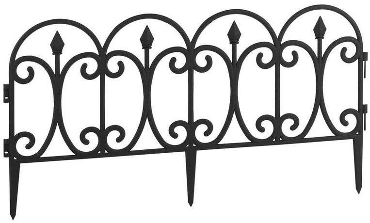 Заборчик садовый 4 секции 61х33см 2.42м пластик GAZS-6133 Green Apple Б0049878 ЭРА