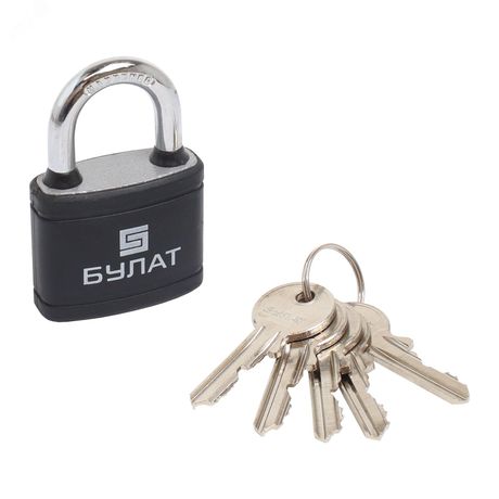 Замок навесной БУЛАТ ВС 364 ПЛ чугунный в пластике 5кл. d=6,3мм - 14510 ПТК