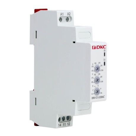 Реле контроля напряжения однофазное, тип DRV, конфигурация контакта 1CO, 220В AC | DRV-C-1-220AC DKC ДКС