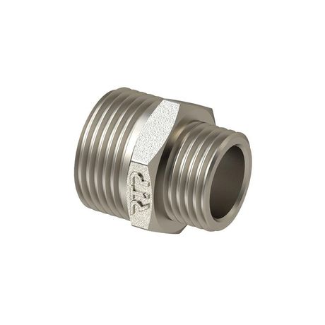 Ниппель переходной латунь наружн. резьба 1/2х3/8дюйм никель RTP 25106