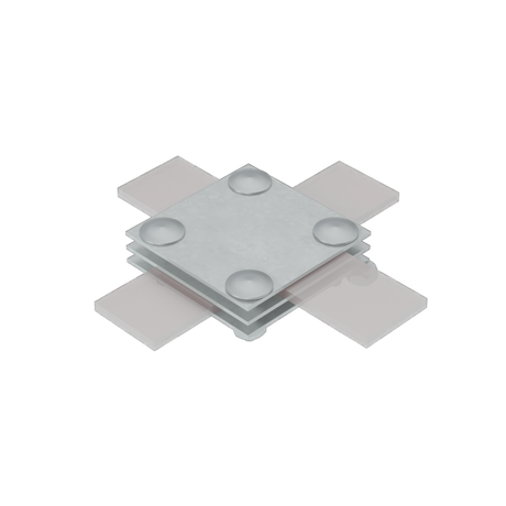 Соединитель крестообразный для полосы шириной до 30мм. Три пластины. Горячее цинкование - 3XS-B30 HD КМ-Профиль MA0038