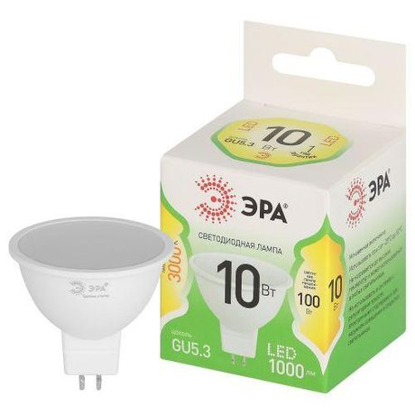Лампа светодиодная LED 10 Вт 1000Лм 3000К MR16-10W-830-GU5.3 GU5.3 софит теплый свет Green Line - Б0066983 ЭРА