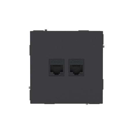 Компьютерная розетка RJ-45 без шторки, кат.5е двойная, KANT, черный уголь - 7012664 ДКС DKC арт. 7012664
