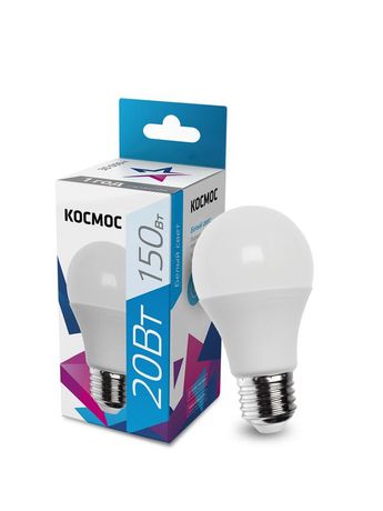 Лампа светодиодная LED 20Вт 220В E27 D60х138 белыйA60 Космос Экономик - LkecLED20wA65E2745 LkecLED20wA60E2745