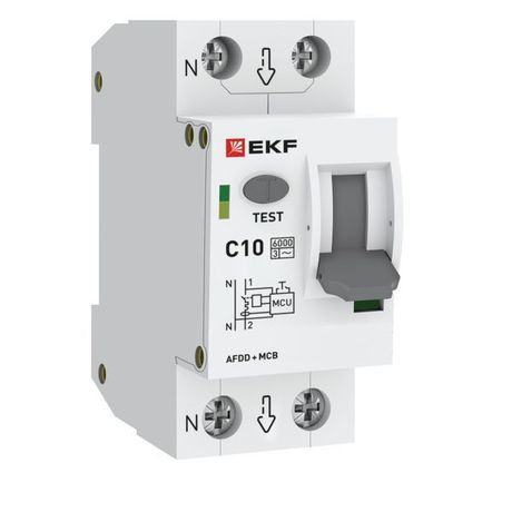 Устройство защиты от дугового пробоя (УЗДП) с автоматическим выключателем 1P+N 10А (C) 6кА PROXIMA |afdd-2-10C-pro| EKF
