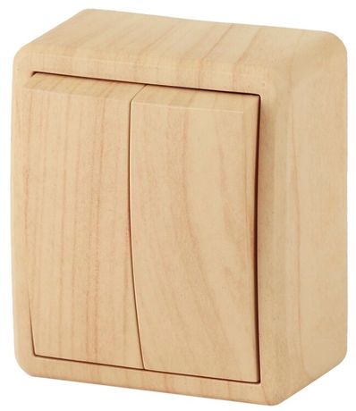 Выключатель двухклавишный наружный (открытой установки) IP20 сосна 10А 250В винтовые зажимы ЭРА Эксперт 11-1204-11 - Б0020665