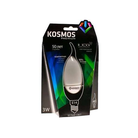 Лампа светодиодная LED KOSMOS premium 3Вт Свеча на ветру E14 230В 4500К Космос KLED3wCW230vE1445