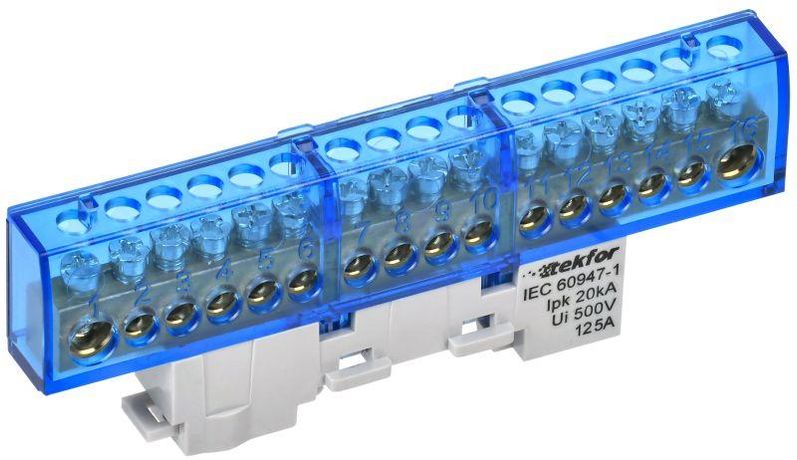Шина нулевая N неизол. на универс. держ. 8х12-16-С TEKFOR IEK TF-NN20-16-DL-K07