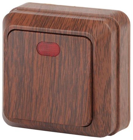 Выключатель одноклавишный наружный (открытой установки) с подсветкой венге 10А 250В Intro Quadro 2-102-10 - Б0053745 ЭРА