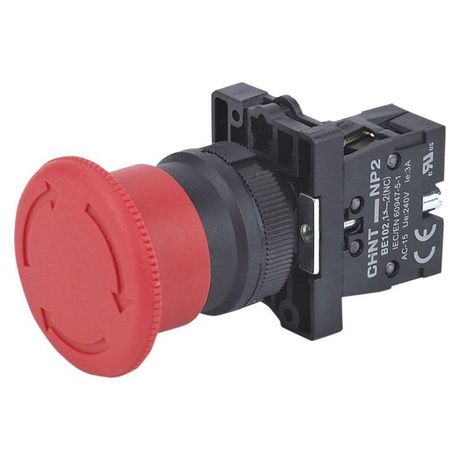 Кнопка управления "Грибок" Φ30мм фиксацией NP2-ES442 без подсветки красная 1НЗ, IP40 (R) | 573897 CHINT