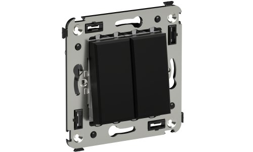 Кнопка двухклавишная в стену, "Avanti", "Черный матовый" | 4412154 DKC ДКС