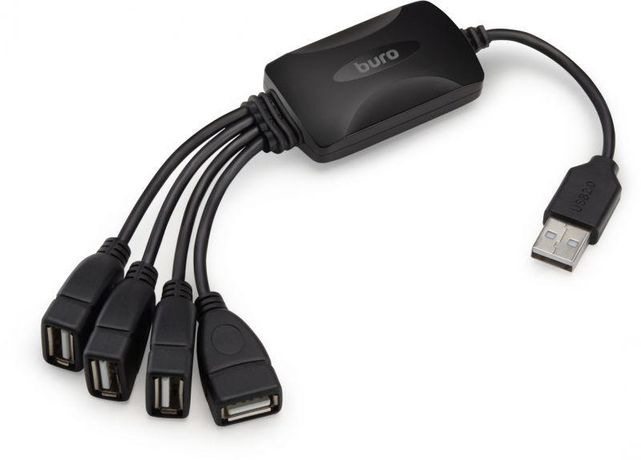 Разветвитель USB 2.0 BU-HUB4-0.3-U2.0-Splitter 4порт. черн. BURO 1001420