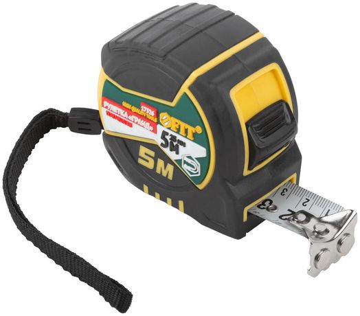 Рулетка Гранд 5мх25мм калибр. лента; нейлон. покрытие; магн. крючок; двойной стопор; прорезиненный корпус FIT 17326 РОС