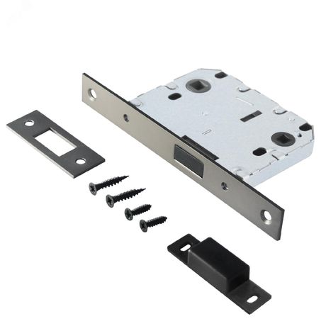 Защелка врезная универсальная без ручек для деревянных межкомнатных дверей, АЛЛЮР АРТ L7050-MS MBN графит - 11555 ПТК