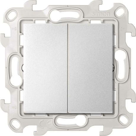 Двухклавишный выключатель 10AX 250В цвета алюминий S24 Harmonie | 2450398-033 Simon