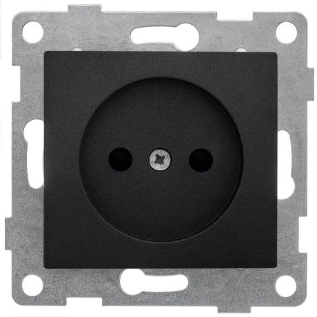 Розетка однопостовая Bravo б/з с з/ш, механизм, 16А, 250В, графит - С10Р2-010 GUSI
