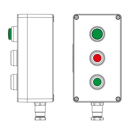 Взрывозащищенный пост управления из полиэстера CPE-P-04-(1xLG(250)-1xP1R(11)-1xP1G(11))-1xKH2MHK(C)1Ex d e IIC Т5 Gb / Ex tb IIIC T95°C Db IP66/КЗ - 2231.041.22.120P ДКС