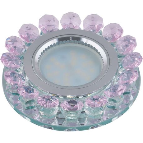 Светильник декоративный встраиваемый DLS-L102 GU5.3 CHROME/PINK "Luciole" без лампы доп. светодиодная подсветка 3Вт основание металл цвет хром отделка стекло роз. Fametto 10000