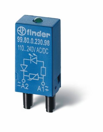 Модуль индикации и защиты; зеленый LED + варистор; 6...24В AC/DC | 9980002498 Finder