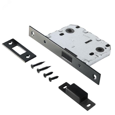 Защелка врезная универсальная без ручек для деревянных межкомнатных дверей, АЛЛЮР АРТ L7050-MS BN черный никель - 11553 ПТК