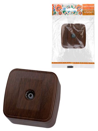 Розетка TВ простая (0-2400 Гц, "мама") открытой установки, IP20 венге "Дача" Народная | SQ1824-0073 TDM