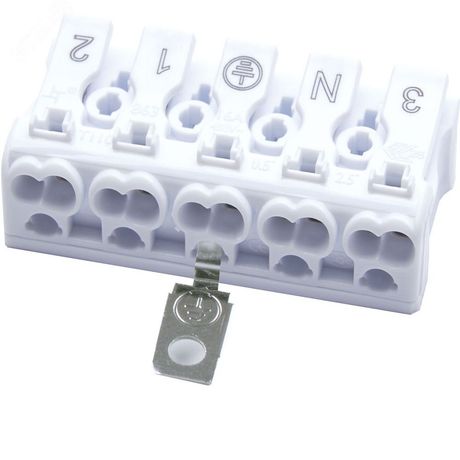 Клемма монтажная с/з STEKKER для подключения фазных проводников, 5 контактных групп (3 ввода, 3вывода на полюс), LD294-5105 - 32959 FERON
