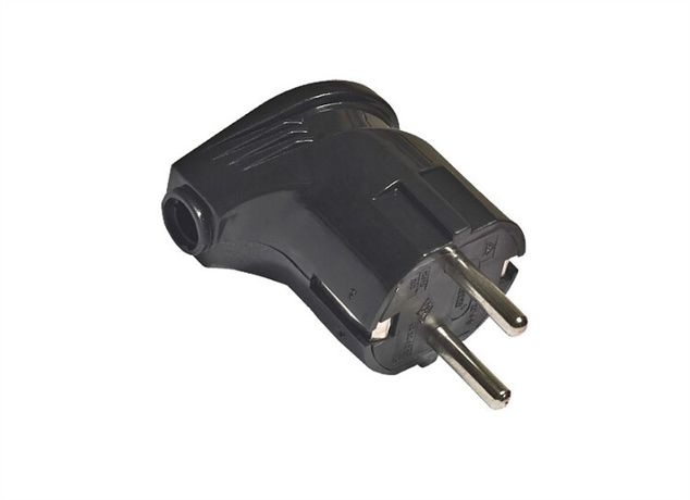 Вилка угловая с заземлением черная 16А 250В - SQ1806-0008 TDM
