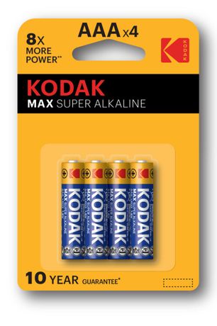 Батарейка Kodak LR03-4BL MAX SUPER Alkaline [K3A-4] (40/200/32000) - Б0005124