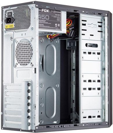 Корпус c блоком питания 450 Ватт Case FL-302 ATX 2х5.25EXT 1х3.5EXT 4х3.5INT 2хUSB2.0 HDA w/o FAN w/450W PSU(80мм) w/1.2m EU pwr cord Foxline 1000589709