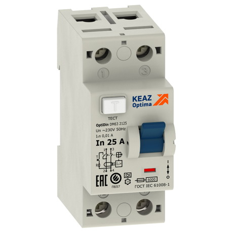 Выключатель дифференциальный (УЗО) OptiDin DМ63-2440-A-УХЛ4 (2P, 40, 300mA) | 254278 КЭАЗ