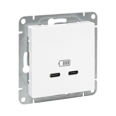 Механизм розетки USB-C - 2шт, белый Эпика EKF | UP1-SOW-2USBC