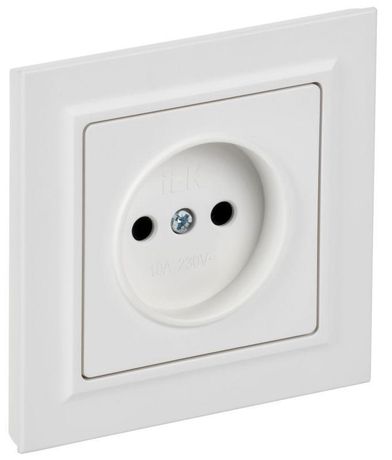Розетка BRITE РСР10-1-0-БрАБ 10А в сборе без заземл. защ. шторок арктич. бел. IEK BR-R10-10-K91-F