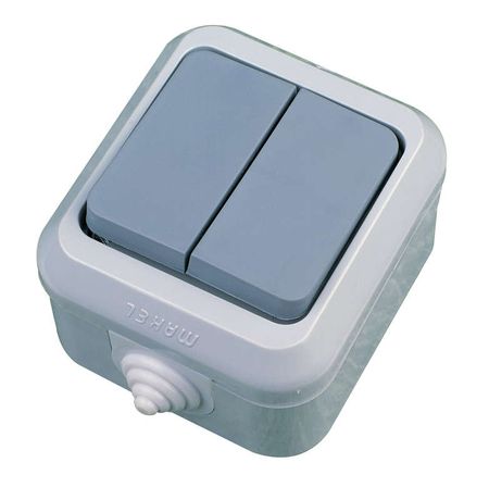 Выключатель двухклавишный серый IP44 - 18101 Makel