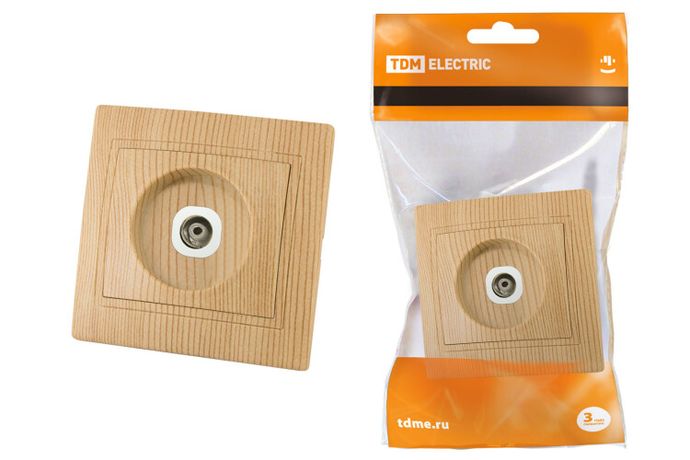 Розетка телевизионная простая (0-2400МГц, "мама") "ЭКО" (сосна) "Таймыр" | SQ1814-0222 TDM